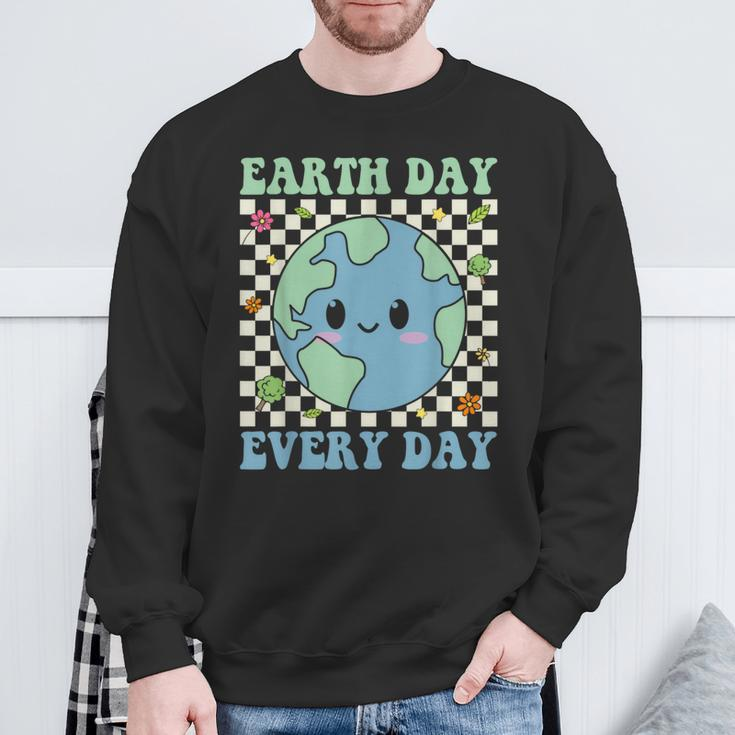 Earth Day Everyday Environmental Awareness Earth Day Groovy Sweatshirt Gifts for Old Men