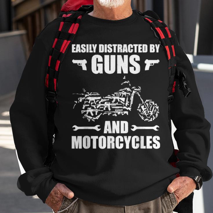 Easily Distracted By Guns And Motorcycles Sweatshirt Gifts for Old Men