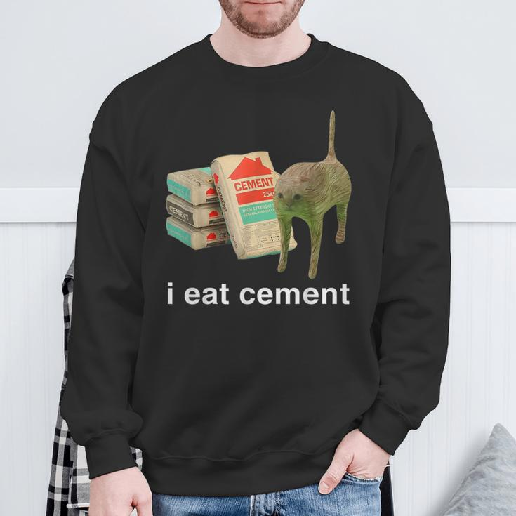 I Eat Cement Cursed Cat Meme Cat Lover I Eat Cement Sweatshirt Gifts for Old Men