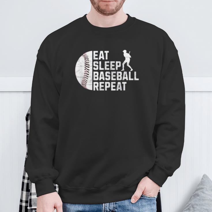 Eat Sleep Baseball Repeat Boys Kid Baseball Player Sweatshirt Gifts for Old Men