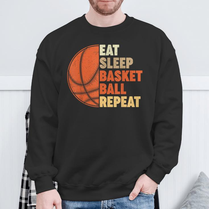 Eat Sleep Basketball Repeat For Player Vintage Sweatshirt Gifts for Old Men