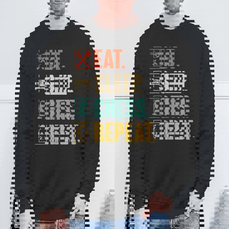 Eat Sleep Chess Repeat Retro Vintage Chess Sweatshirt Gifts for Old Men