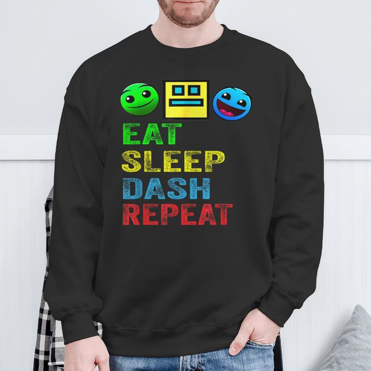 Eat Sleep Dash Repeat Video Game Geometry Video Gamer Sweatshirt Gifts for Old Men