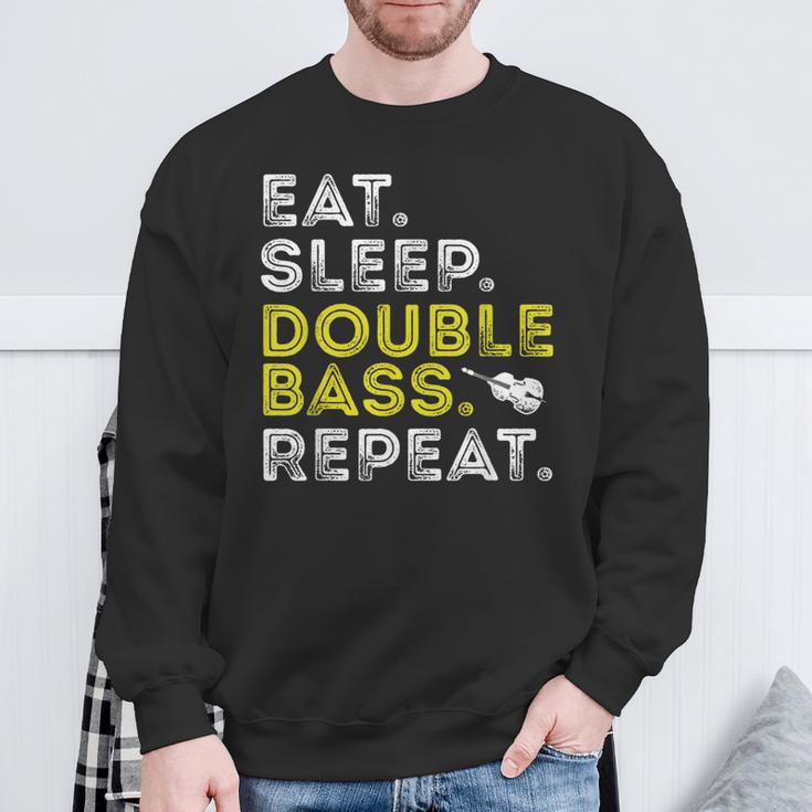 Eat Sleep Double Bass Upright Bass Instrument Sweatshirt Gifts for Old Men