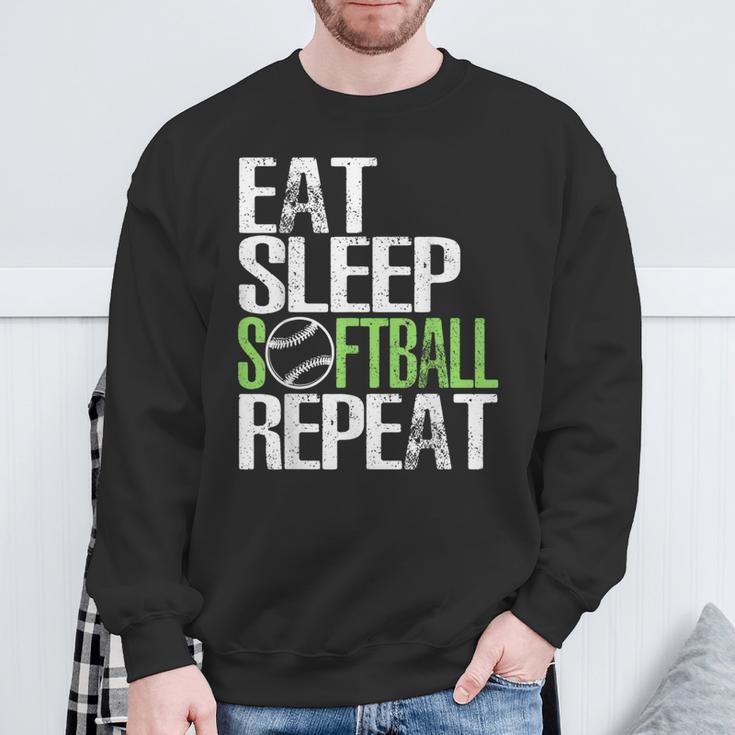 Eat Sleep Softball Repeat Cool Sports Sweatshirt Gifts for Old Men