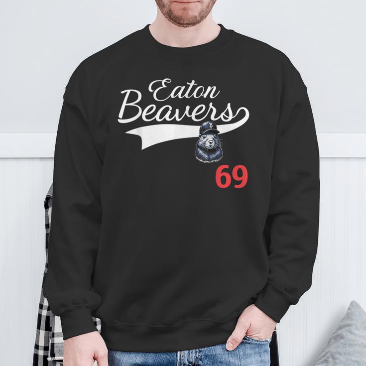 Eaton Beavers 69 Adult Humor Baseball Sweatshirt Gifts for Old Men