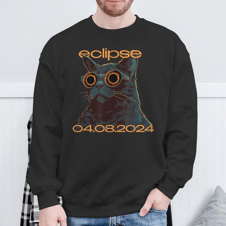 Eclipse Cat Graphic For April 2024 Eclipse Cat Lovers Sweatshirt Gifts for Old Men