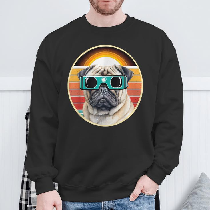 Eclipse Dogs Where Pug Charm Meets Celestial Wonder Sweatshirt Gifts for Old Men