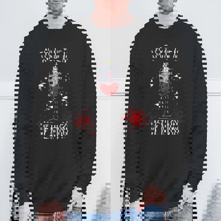Einhorn Wein Weinhorn Weintrinker Weinliebhaber Alcohol Sweatshirt Geschenke für alte Männer