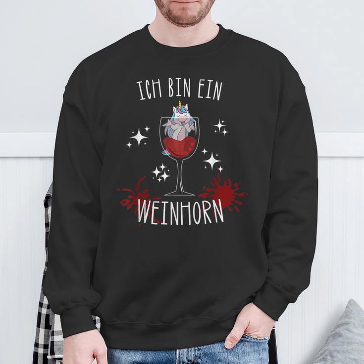 Einhorn Wein Weinhorn Weintrinker Weinliebhaber Alcohol Sweatshirt Geschenke für alte Männer