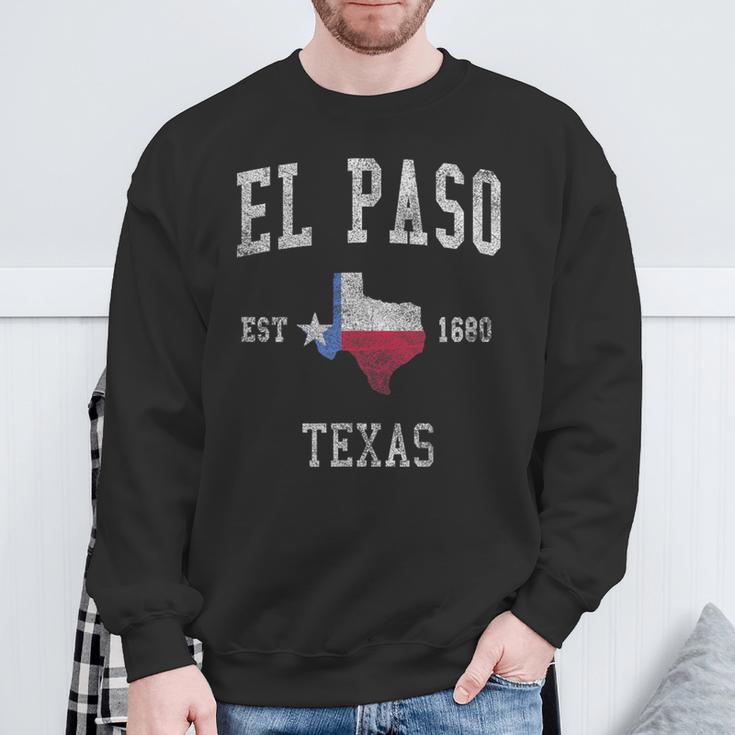 El Paso Texas Flag Sport Retrointage Sweatshirt Geschenke für alte Männer