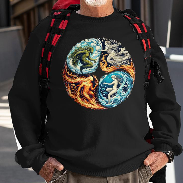 Elemental Harmony Earth Fire Air Water Sweatshirt Gifts for Old Men