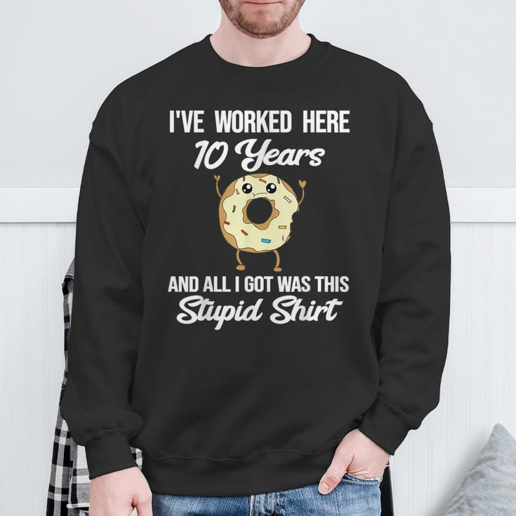 Employee Appreciation 10 Year Work Anniversary Donut Sweatshirt Gifts for Old Men