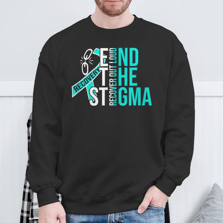 End The Stigma Recover Out Loud Aa Na Addiction Recovery Sweatshirt Gifts for Old Men