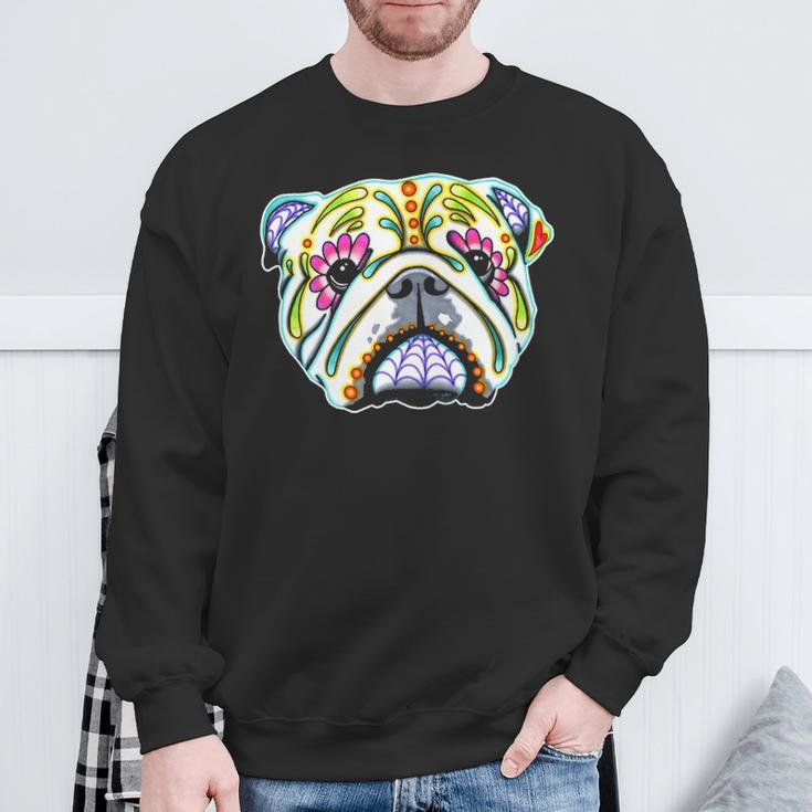 English Bulldog Day Of The Dead Sugar Skull Dog Sweatshirt Gifts for Old Men