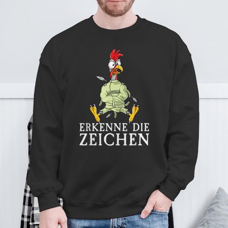 Erkenne Die Signserrückt Angratt Cockerel Sweatshirt Geschenke für alte Männer