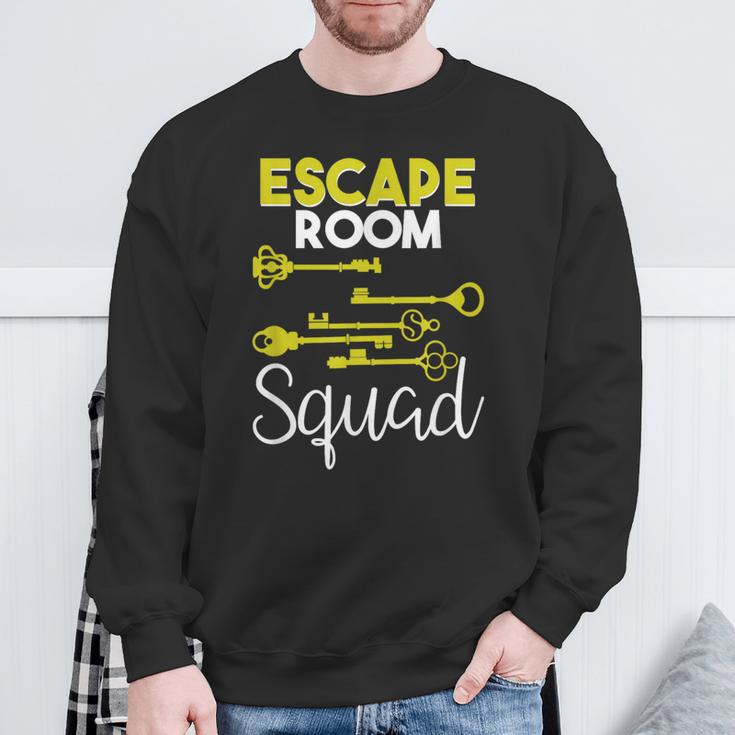 Escape Room Squad Vintage Key Lock Team Crew Sweatshirt Gifts for Old Men