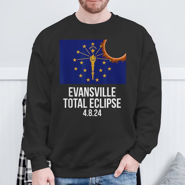 Evansville Indiana Eclipse 2024 Evansville Indiana Flag Sweatshirt Gifts for Old Men