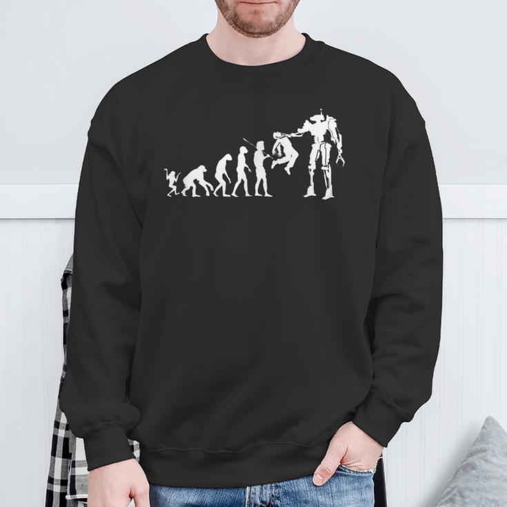 Evolving Future Humans And Robots Dystopian Tech Evolution Sweatshirt Gifts for Old Men