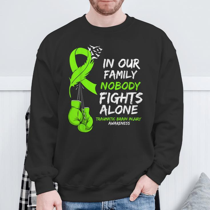 In Our Family Nobody Fights Alone Traumatic Brain Injury Sweatshirt Gifts for Old Men