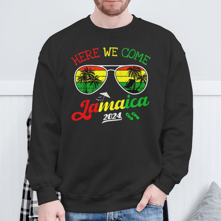 Family Vacation Vacay Girls Trip Jamaica Here We Come 2024 Sweatshirt Gifts for Old Men