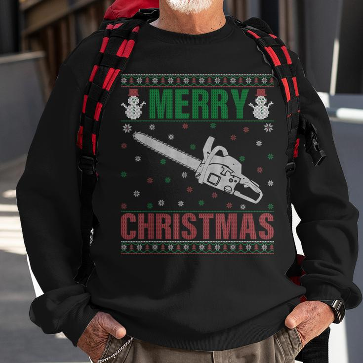 Family Xmas Pajamas Matching Chainsaw Ugly Christmas Sweatshirt Gifts for Old Men