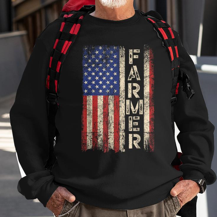 Farmer Tractors Usa American Flag Patriotic Farming Men Sweatshirt Gifts for Old Men