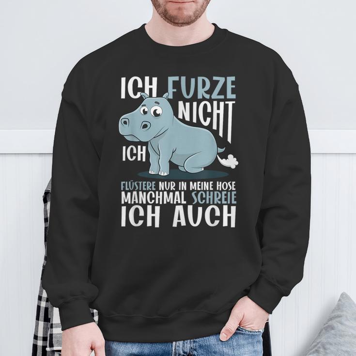 With Fart Hippo Ich Furze Nicht Ich Fuüstere Nur Sweatshirt Geschenke für alte Männer