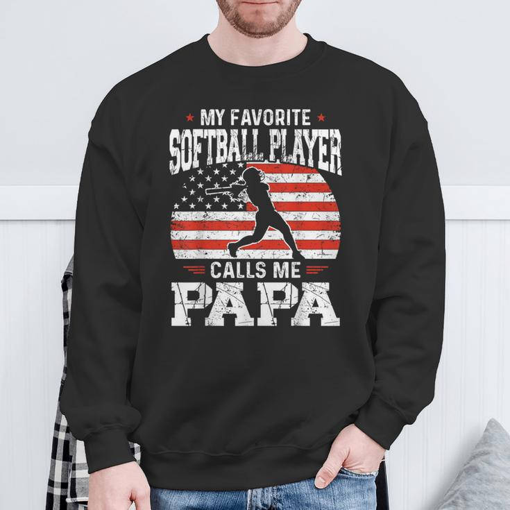 My Favorite Softball Player Calls Me Papa Fathers Day Sweatshirt Gifts for Old Men