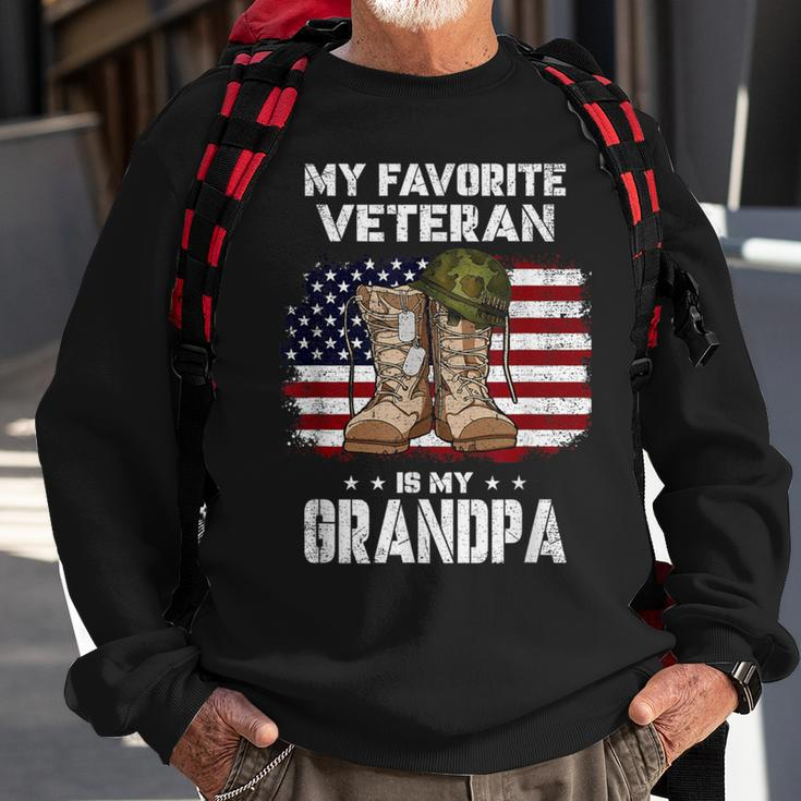 My Favorite Veteran Is My Grandpa American Flag Veterans Day Sweatshirt Gifts for Old Men