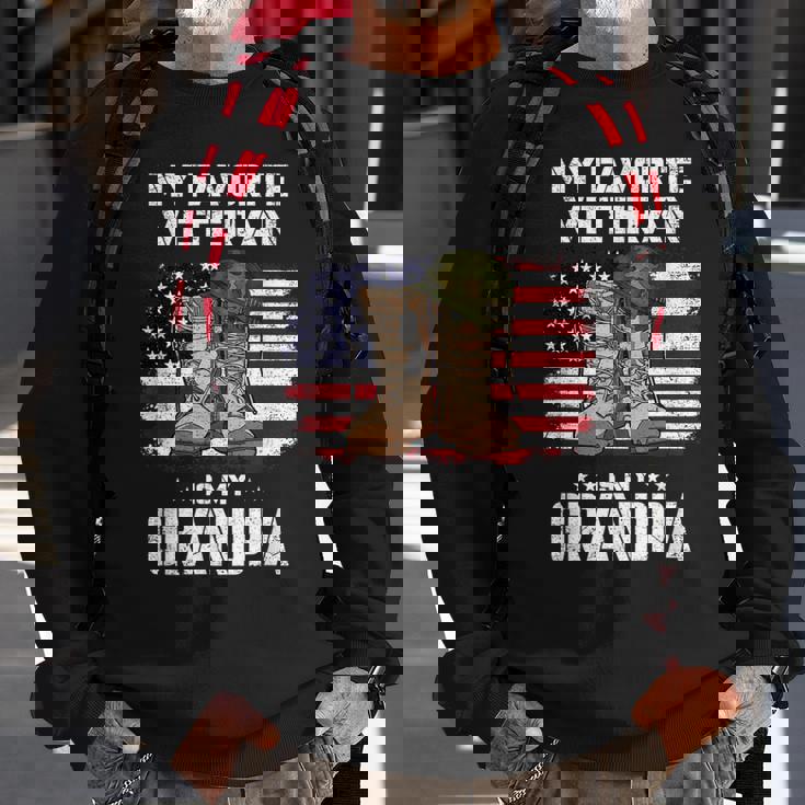 My Favorite Veteran Is My Grandpa American Flag Veterans Day Sweatshirt Gifts for Old Men