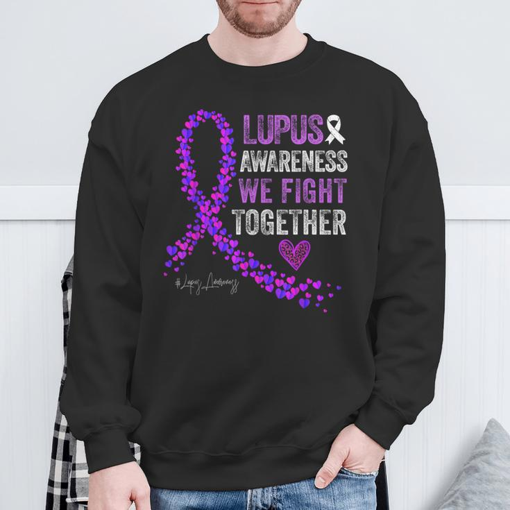 We Fight Together Lupus Awareness Purple Ribbon Sweatshirt Gifts for Old Men