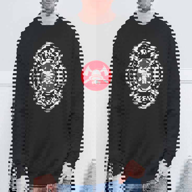 Fire & Rescue Maltese Cross Firefighter Sweatshirt Gifts for Old Men