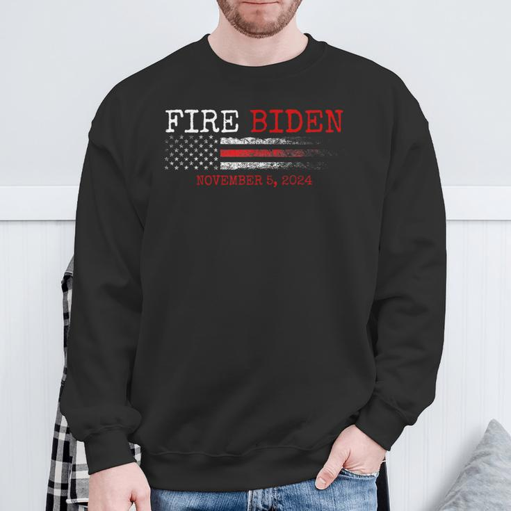 Fire Biden Elect Trump President 2024 Vintage American Flag Sweatshirt Gifts for Old Men