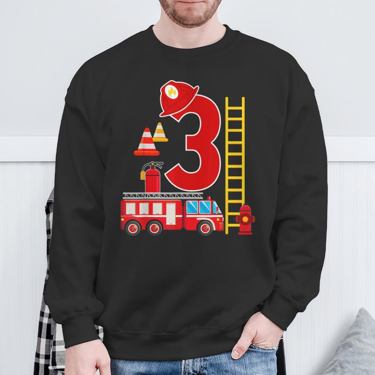 Fire Truck 3Rd Birthday Boy 3 Year Old Firefighter Sweatshirt Gifts for Old Men