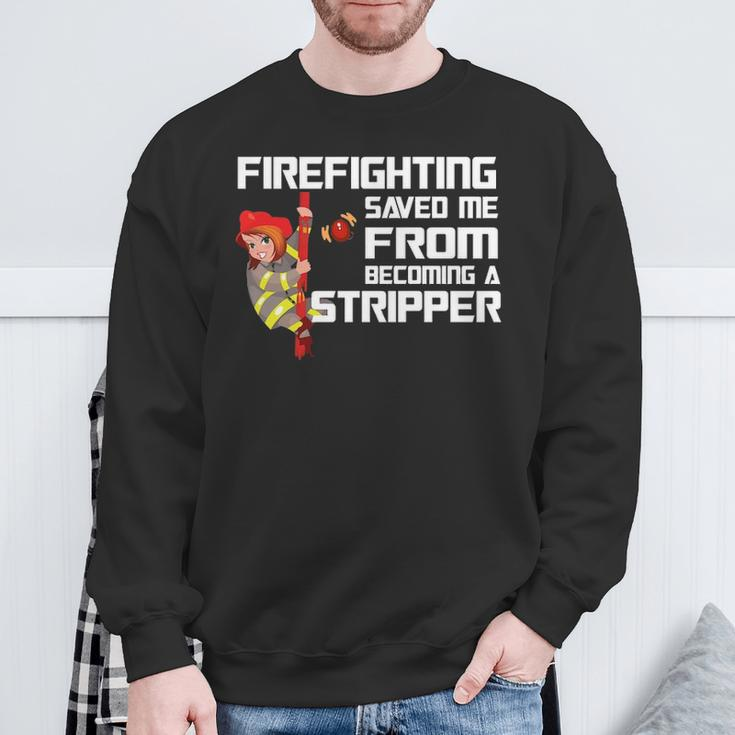 Firefighter Saved Me Sweatshirt Gifts for Old Men