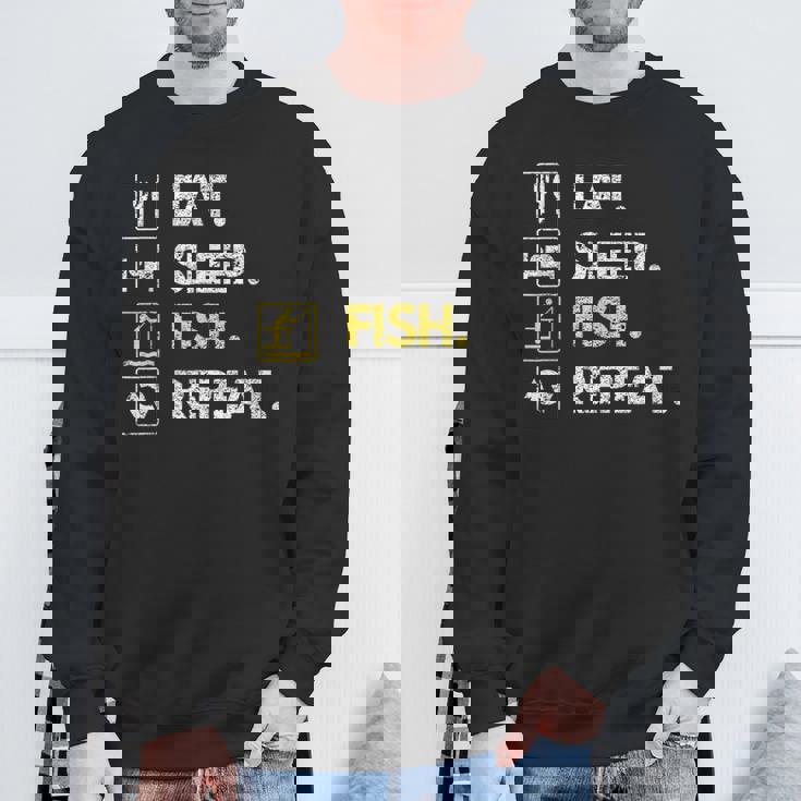 Fisher Eat Sleep Fish Repeat Fishing Fisherman Fish Sweatshirt Gifts for Old Men