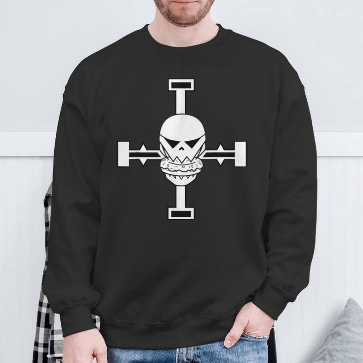 Fitness Sweatshirt für Herren mit Totenkopf und Hanteln Motiv, Kraftsport Tee Geschenke für alte Männer