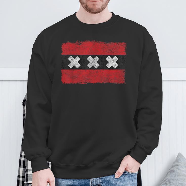 Flag Of Amsterdam City Netherlands Sweatshirt Geschenke für alte Männer