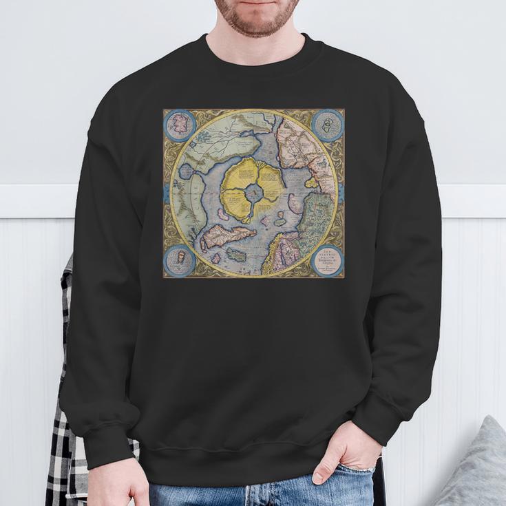 Flat Earth Antique Map Sweatshirt Geschenke für alte Männer