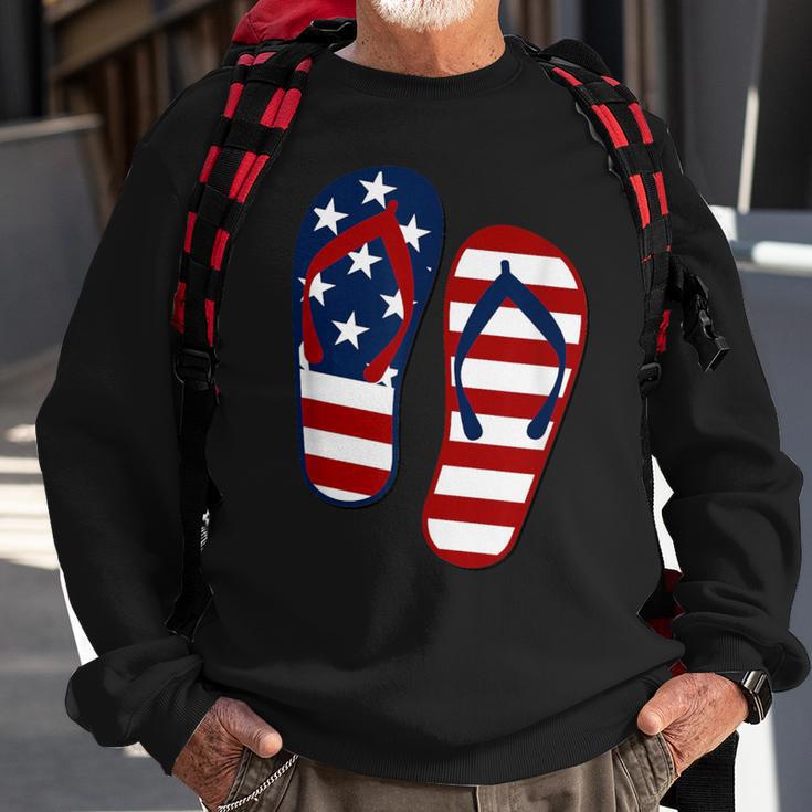 Flip Flops Red White Blue Stars & Stripes Patriotic Fun Usa Sweatshirt Gifts for Old Men