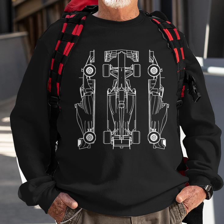 Formula Racing Car Blueprint Sunset Engineer Racer Race Fan Sweatshirt Gifts for Old Men
