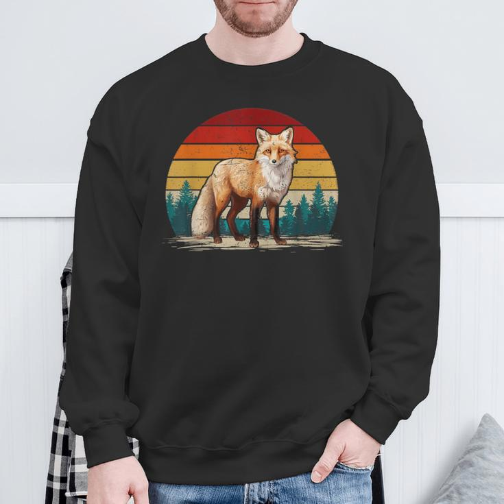 Fox Lover Retro Style Distressed Vintage Fox Sweatshirt Gifts for Old Men