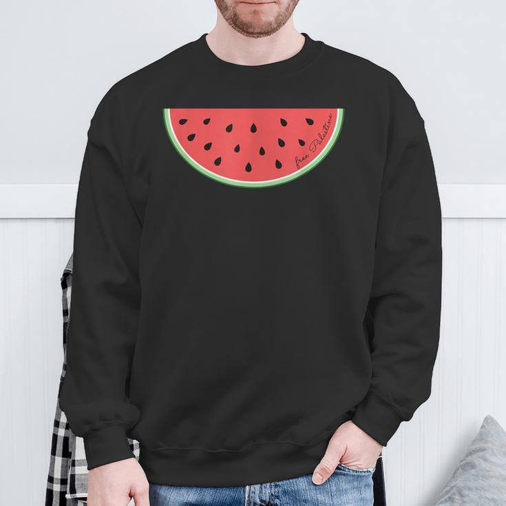 Free Palestine Subtle Watermelon Gaza Human Rights Sweatshirt Gifts for Old Men