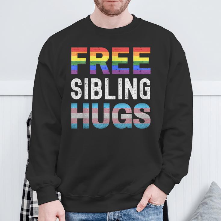 Free Sibling Hugs Lgbtq Gay Pride Month Proud Ally Sweatshirt Gifts for Old Men