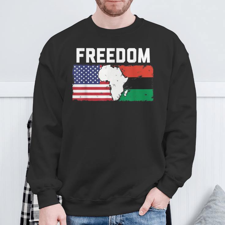 Freedom United States Of America And Pan-African Flag Sweatshirt Gifts for Old Men