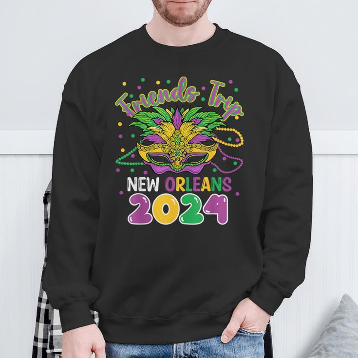 Friends Trip New Orleans 2024 Mardi Gras Masked Sweatshirt Gifts for Old Men