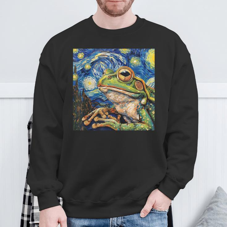 Frog Toad Van Gogh Style Starry Night Sweatshirt Gifts for Old Men