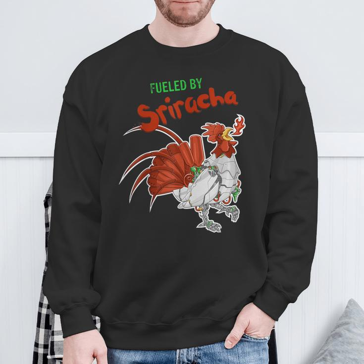 Fueled By Sriracha Awesome Sauce Robot Rooster Sweatshirt Gifts for Old Men