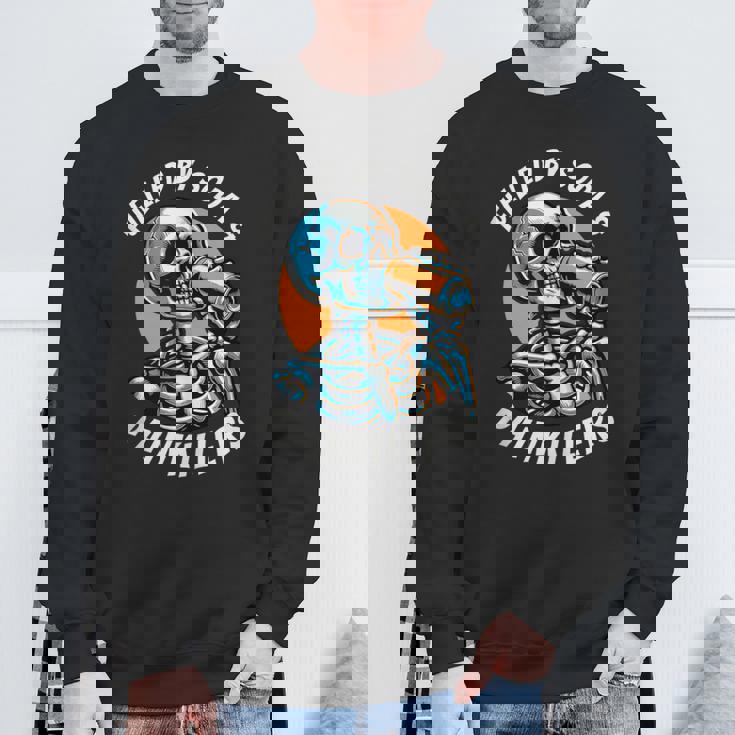 Fuelled By Soda Painkillers Chronic Pain Spoonie Black Sweatshirt Gifts for Old Men